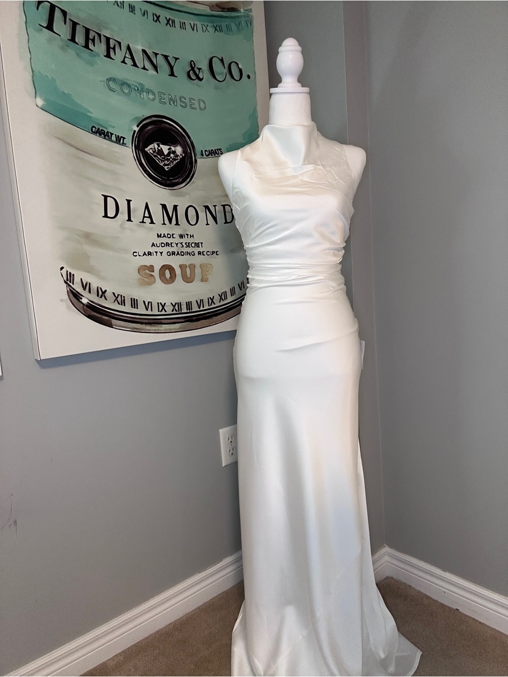 Lulu's White Satin Halter Gown